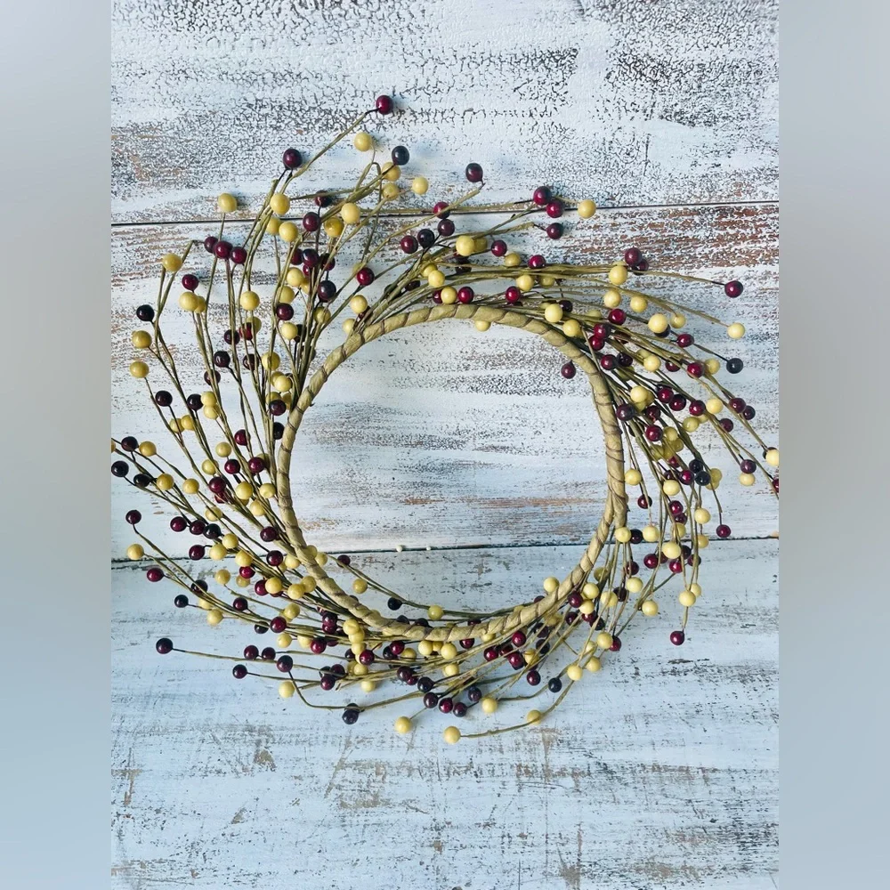 *Waterproof Burgundy & Gold Berry Wreath